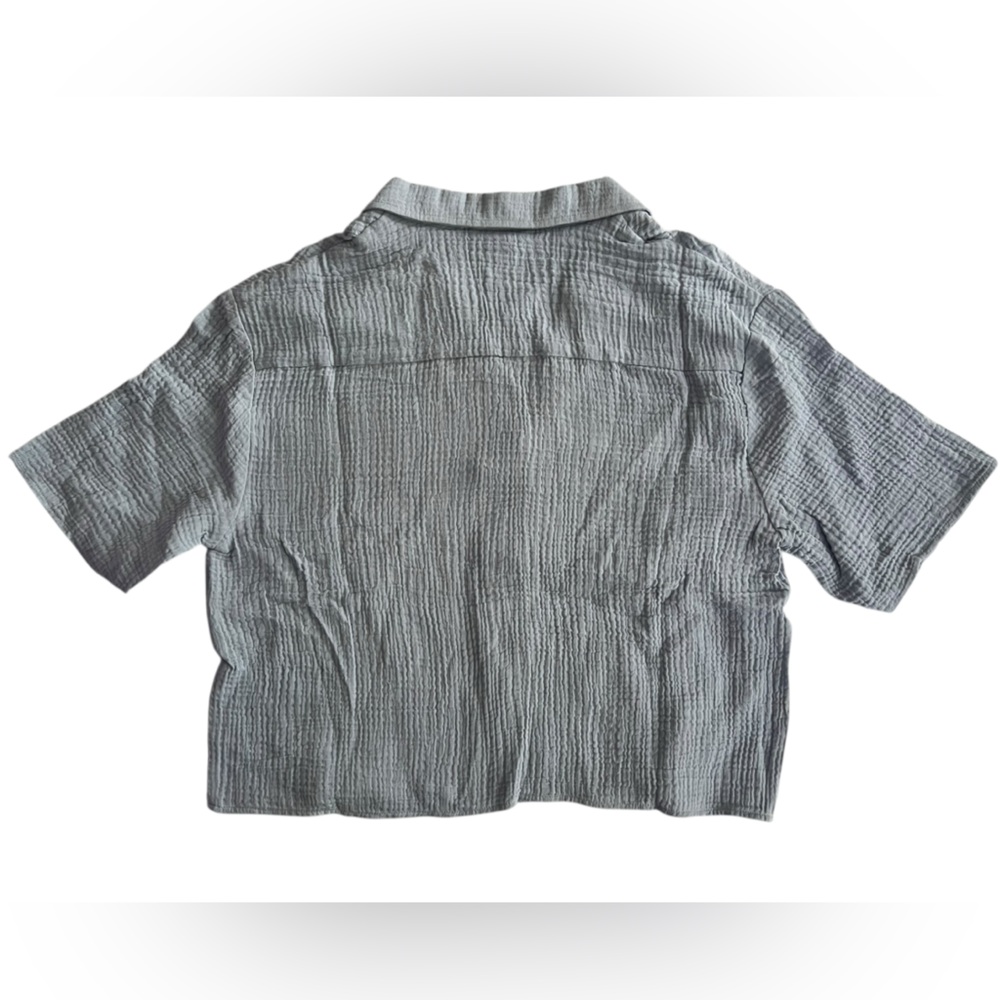 Andie The Margarita Button Up Cotton Shirt Size Medium in Mist Blue - Picture 3 of 5